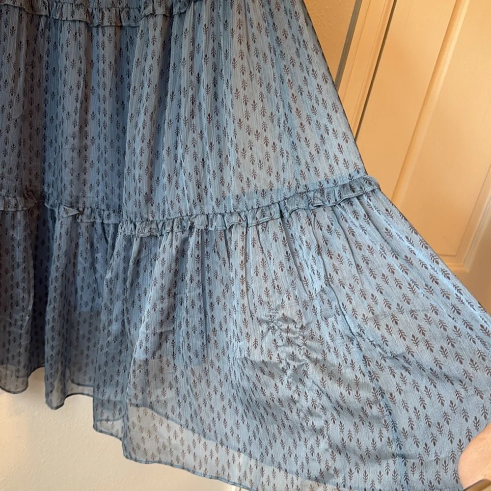 Anthropologie Sunday in Brooklyn Maxi Skirt Blue Tiered Small